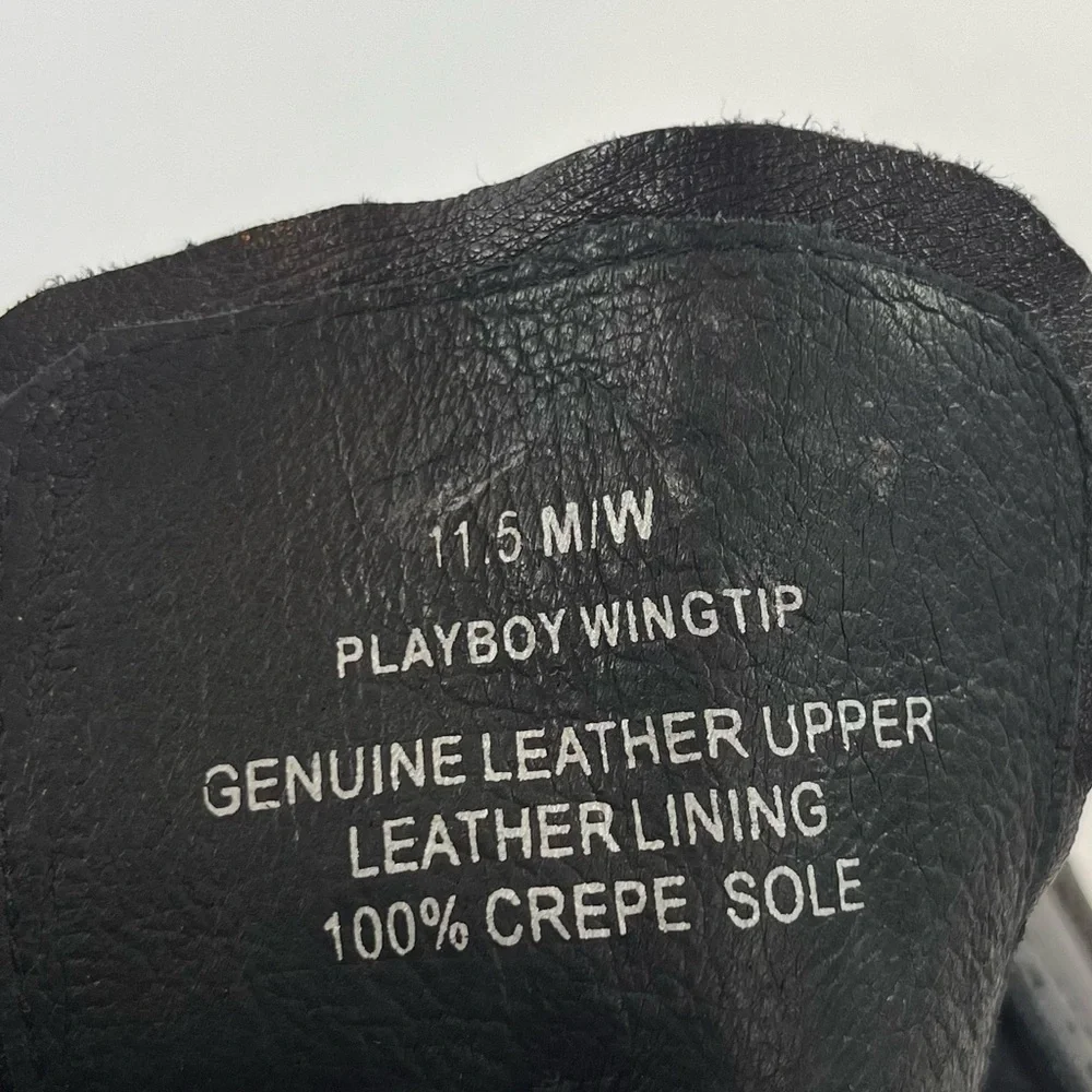 British Walkers Playboy Wingtip Crepe Sole Boots Black‎ Leather Suede 11.5